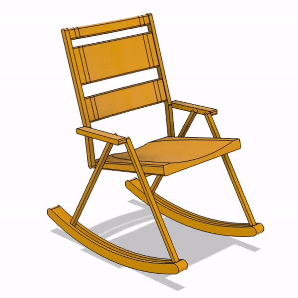 Render of the rocking chair CAD.