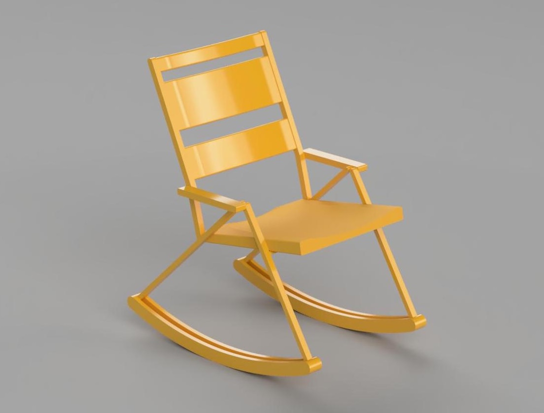 A folding rocking chair.